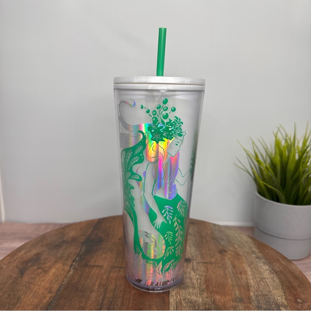 2022 starbucks holiday siren mermaid cold cup tumbler 24 oz.